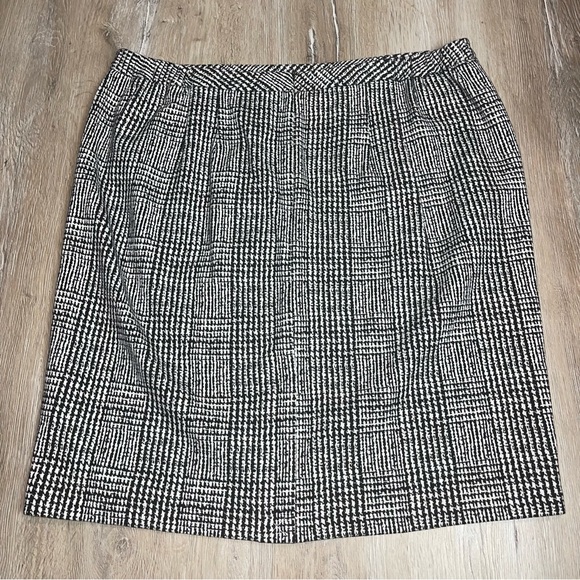 Talbots Women Midi Skirt 20 Black White Houndstooth Preppy Teacher Style ID5242 - Picture 4 of 12